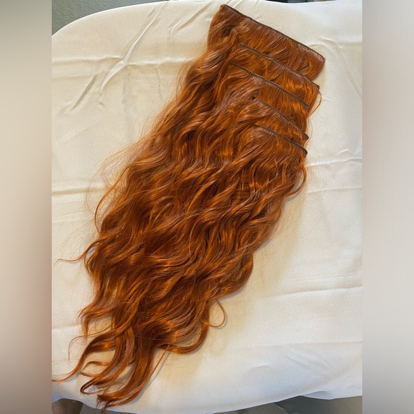 Hair extensions: five piece COPPER RED, hair extensions, wavy 18” long - Picture 1 of 5